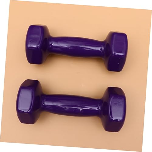Miniatura 9 de PRETYZOOM 2 mancuernas antideslizantes de hierro fundido de plástico morado para hombres y mujeres, entrenamiento de fuerza, equipo de gimnasio,