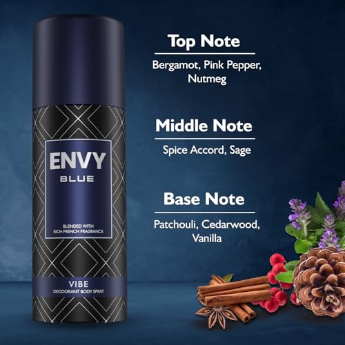 Image of ENVY Vibe Deodorant For Men - 165 ML Each, Pack of 2 | Long Lasting Deodorant