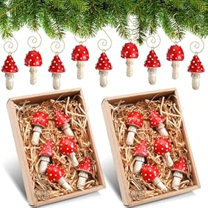12 pc Christmas mushroom ornament set