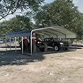 MUPATER 20 x 20 FT Heavy Duty Metal Carport, Outdoor Garage Car Shelter Shade with Heavier Metal Frame, Metal Roof and Bolts for Car, and Boats, Grey