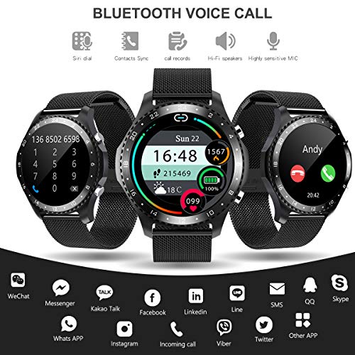 Smart Watch with Call,Health and Fitness Smartwatch with Heart Rate Blood Pressure SpO2 Monitor Sleep Tracker,App Message Reminder,Music Control,Waterproof Smart Watch for Android iOS Phone (Black)