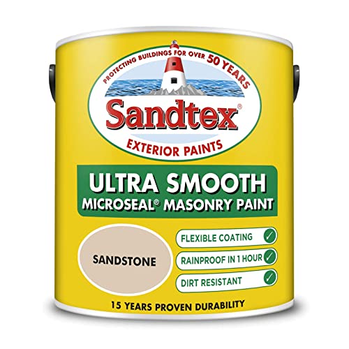 Sandtex Masonry Paint 2.5L Ultra Smooth Quality Waterproof exterior Paint Colour Sandstone