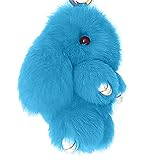 BUYITNOW Bunny Keychain Plush Rex Rabbit Fur Keyring Bag Charms Pendant, 5 Inch