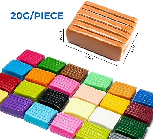 EUDIOX Polymer Clay Set of 24 Colors (20g/Block) Soft Multicolor Modelling Clay, Safe and Nontoxic, Oven Bake& Air Dry Clay Kit with Plastic Storage Box Tools Booklet & Sculpey Accessories for Kids