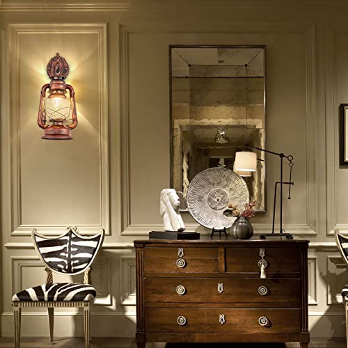 NOXARTE Rustic Wall Sconce Lighting Lantern Mounted Light with Glass Lampshade for Hallway Farmhouse Loft W7 x H15 - Image 6