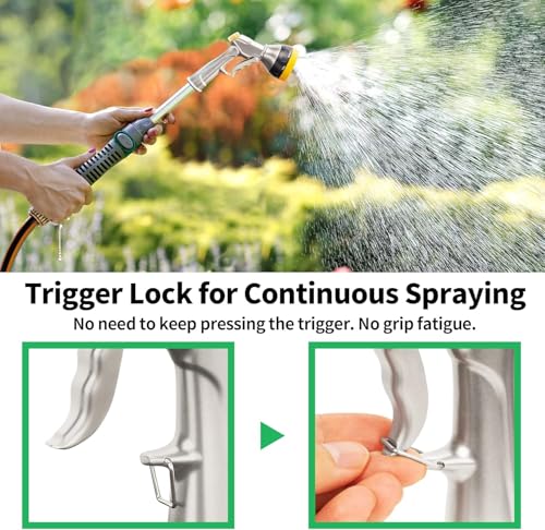 Image of AUTOMAN Garden Nozzle Sprayer, 2 Pack High Pressure Spray Nozzle, 100% Metal Water Hose Nozzle, 7 Patterns Watering Nozzle, Heavy Duty Sprayer Garden Nozzle for Watering Plants & Lawns, Washing Cars