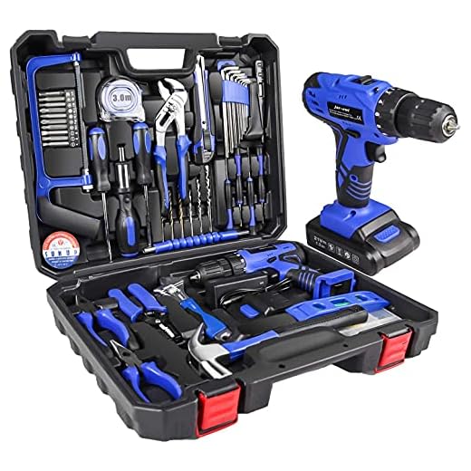 jar-owl 21V Tool Set with Drill, 350 in-lb Torque, 0-1350RMP Variable Speed, 10MM 3/8'' Keyless Chuck, 18+1 Clutch, 1.5Ah Li-Ion Battery & Charger for Home Tool Kit
