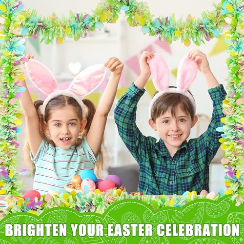 Image of 50FT Easter Tinsel Garland, Colorful Egg Tinsel Garland with Confetti, Twist Streamers for Tree Door Stairs Mantel Decoration, Hanging Oranment Party Supplies Outdoor Indoor Home Decor