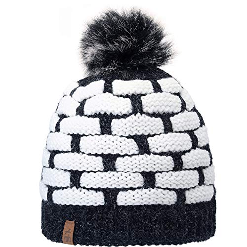 mh michael heinen Wintermütze Damen Beanie Strickmütze Pudelmütze Bommelmütze sport Cover
