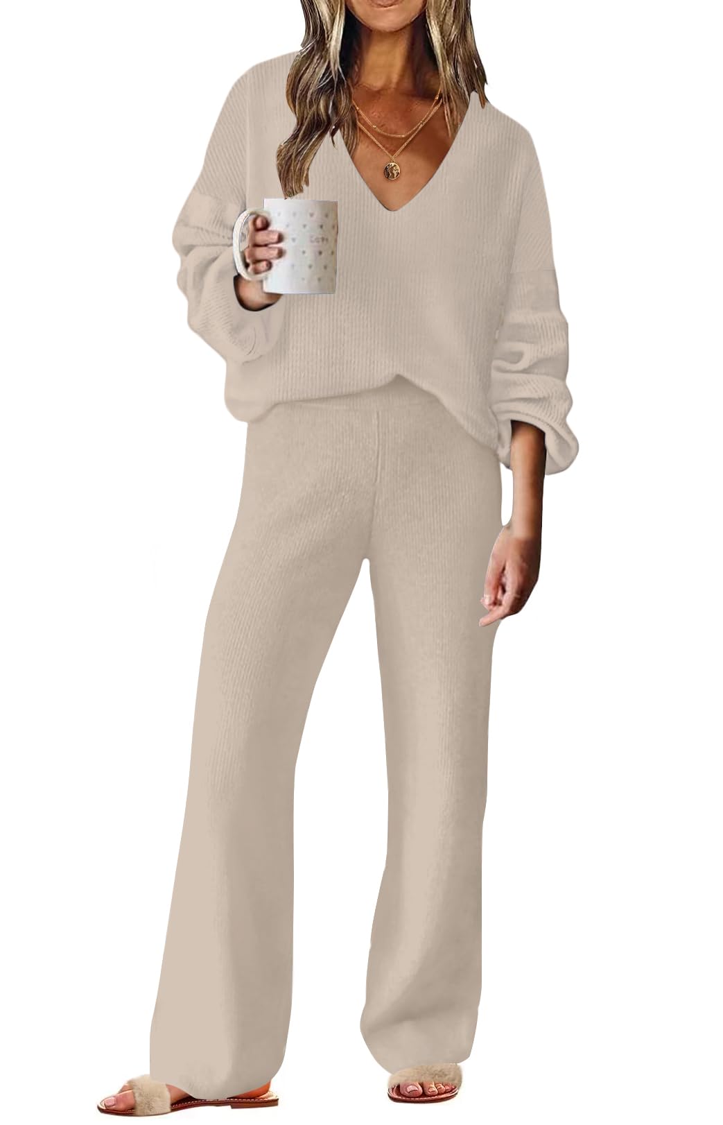 ETCYY NEW V-Neck Knit Lounge Set