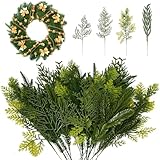 CAUTIOUS 55pcs Künstliche Tannenzweige Kiefernzweig Künstlich wie Echt Zedernzweige Gemischt Künstliche Kiefer Zweige künstliche grüne Pflanzen Kiefer Nadeln für Girlande Kranz Weihnacht