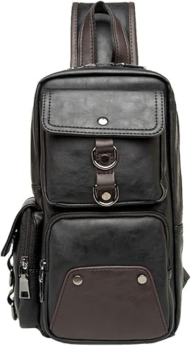 Miniatura 2 de Mochila estilo bandolera de piel para hombres y mujeres, bandolera de hombro, al pecho, mochila de uso diario para viajes, al aire libre,