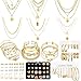 73 Pcs Gold Plated Jewelry Set For Women With Gold Necklace,Bracelet And Anklet,Stud Hoop Earrings Set Costume Jewelry Friendship Gifts (GOLD COLOR-ZD)