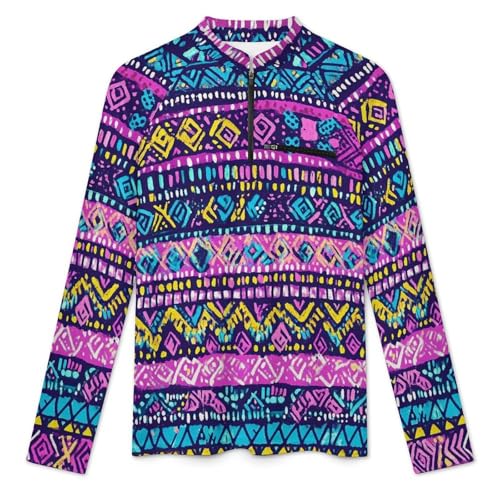 Aztec Fancy Men's Sun Protection Shirts UV SPF UPF 50+ Long Sleeve Rash Guard Lightweight3