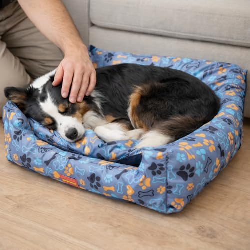 Image of SITSNOOZE XXXL Dog Bed (45kg+) for Tibetan Mastiff, Saint Bernard, Bully Kutta - Giant Orthopedic Washable Mattress, Heavy Duty Calming Sofa Lounger, Waterproof Cushion (Print 12, XXXL)