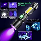 iToncs USB Rechargeable Torches, 3 in 1 Torches LED Super Bright [whitelight redlight & UV] Powerful Tactical UV Torch Rechargeable Black Light with 7 Modes, Zoomable for Camping [2 Pack] - Image 3