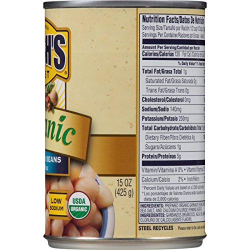 Bush'S Best PP-GRCE6851 Organic Garbanzo Beans Canned Beans, Organic Chick Peas, Usda Certified Organic, Source Of Plant Based Protein And Fiber, Low Fat, Gluten Free thumb #3