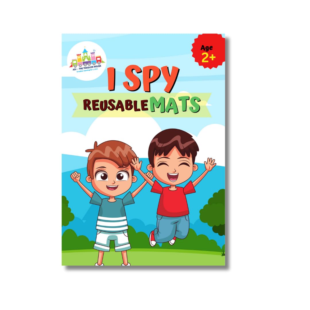 The Toddler House I Spy Reusable Mats – Interactive Educational Learning Mats for Toddlers and Kids, Ages 2-6 – 7 Laminated Dry Erase Mats with Fun I ... Numbers, and More – Screen-Free Learning Toy