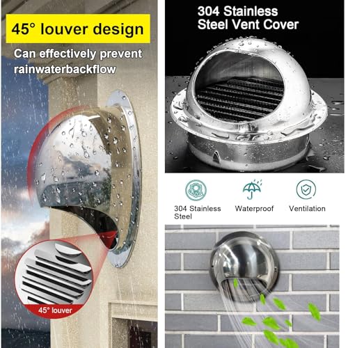 Grille d'échappement ronde inox contre l'humidité du sèche-linge - 5