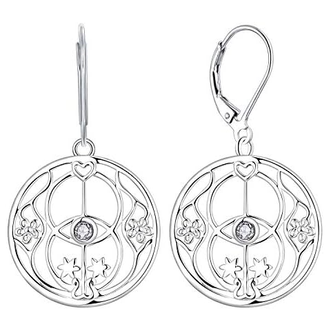 Starchenie Women Earrings 925 Sterling Silver Lucky Wish Amulet Chalice Well Peace Garden Symbol Drop Dangle Earrings 3A Cubic Zirconia White Gold Earrings Gifts for Women Cover