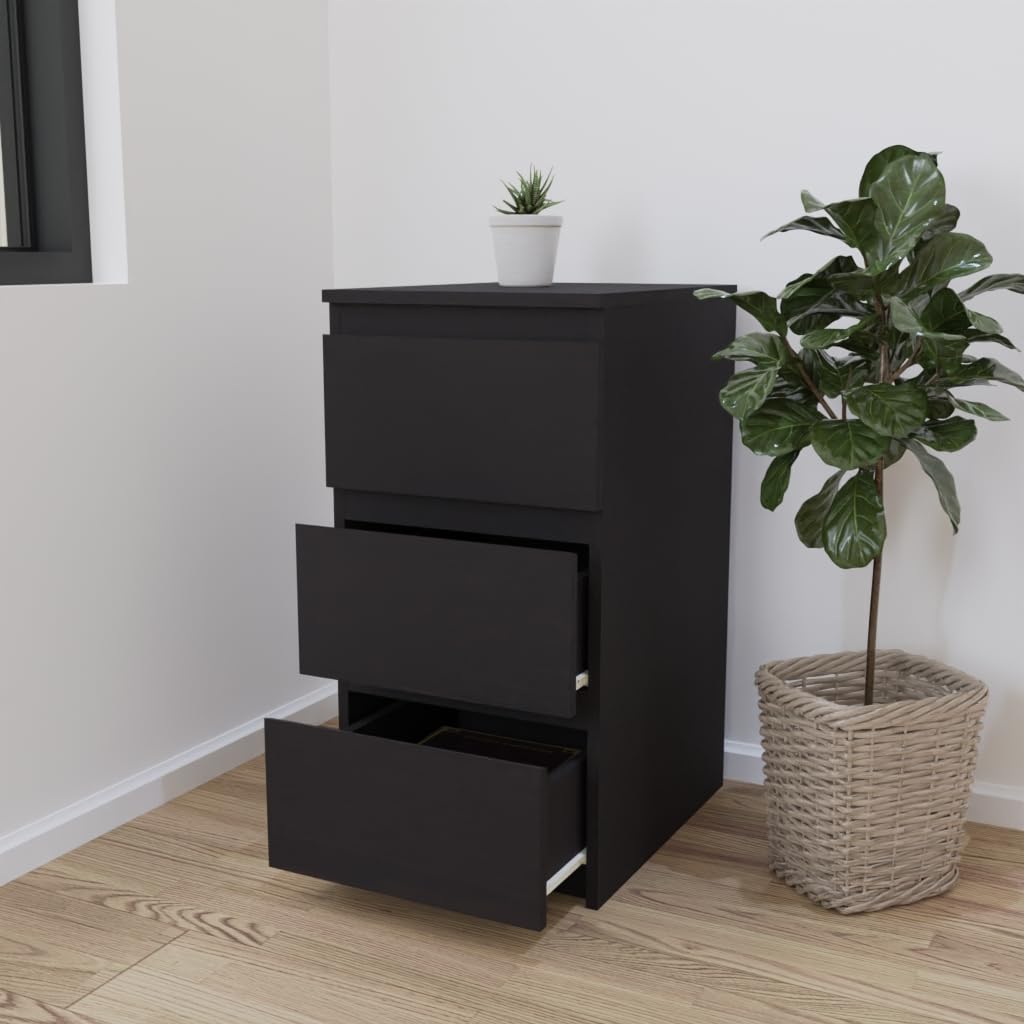 VIKI Dresser with 3 Drawers, Chest of 3 Drawers,Clothes Storage, Organizer Unit for Bedroom, Hallway, Entryway, Easy Pull Drawers, 40cms Width, Dark Wenge Colour, Suede Finish | 1 Year Warranty-image-10