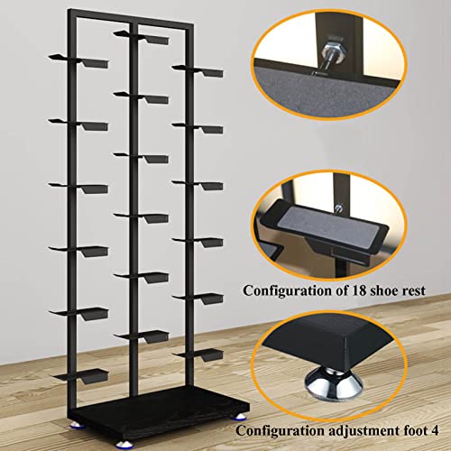 Dwustronny metalowy stojak na głośniki do użytku detalicznego i domowego – solidny, wszechstronny design do organizowania głośników, sprzętu audio i akcesoriów, idealny do salonów wystawowych i