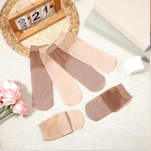 Image of InnoHHustle Sheer Socks, 12 Pairs Nylon Socks for Women Sheer Ankle Sock Women Ankle Stockings Silk Sock