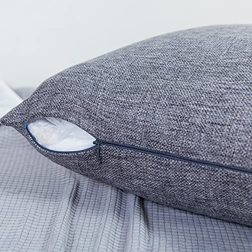 Jepeak Throw Pillow Covers Cushion Cases Pack Of 2 Linen Farmhouse Modern Decorative Solid Square Pillow Covers For Couch Sofa Bed Home Decoration (Charcoal Grey, 20 X 20 Inch) #TOP1