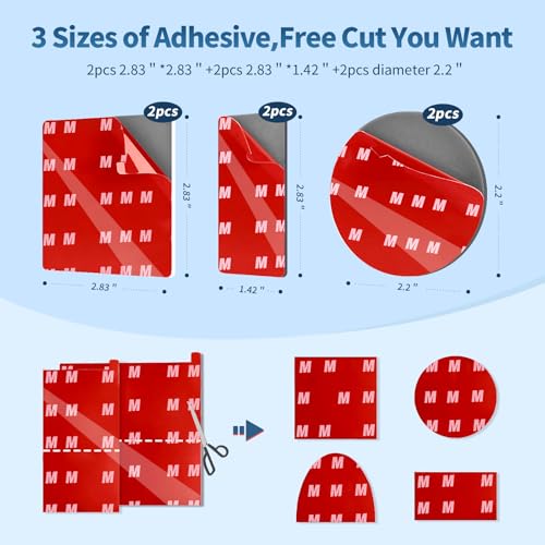 6 Pcs Dash Cam Adhesive Pads, Double Sided Adhesive Pads for Car Dashboard,Very High Bond Heat Resistant Tape for Windsh - Additional View