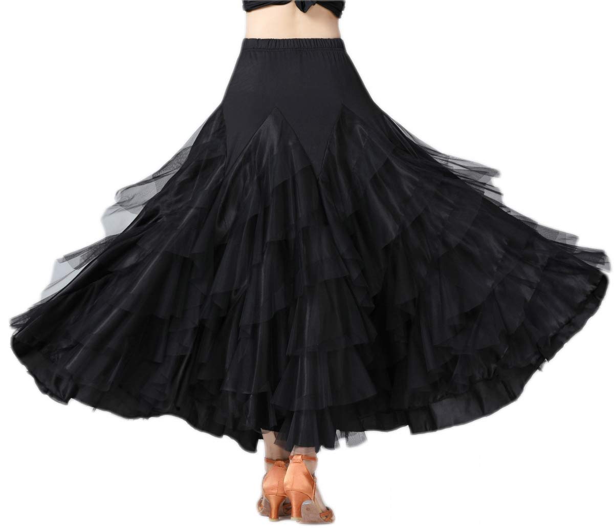 Elegante sala da ballo Latin Dance Party Long Swing Tiered Gonna da donna, taglia unica