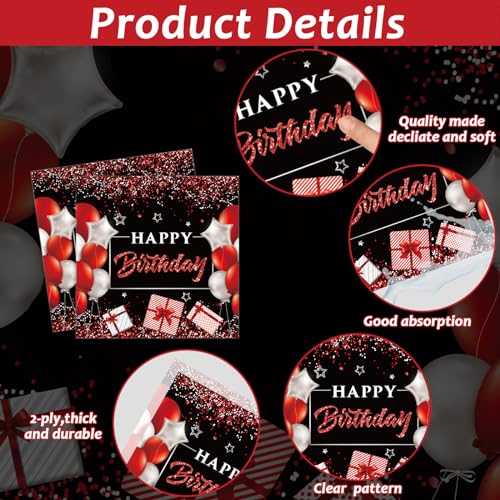 Image of gisgfim 96 Pcs 70th Birthday Plates and Napkins Party Supplies 70 Years Old Party Tableware Set Red Black Dinner Dessert Plates 70th Birthday Decorations Favors for Man Women for 24 Guests
