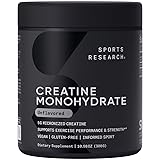Sports Research Creatine Monohydrate - Gain Lean Muscle, Improve Performance and Strength and Support Workout Recovery - 5 g Micronized Creatine - 10.58 oz Unflavored 0.65 Pound - 60 Servings (PACK of 1)