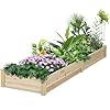 8 feet outdoor wooden raised garden bed elevated planting planter box kit for vegetables fruits herb grow yard gardening natural  urban country home decor