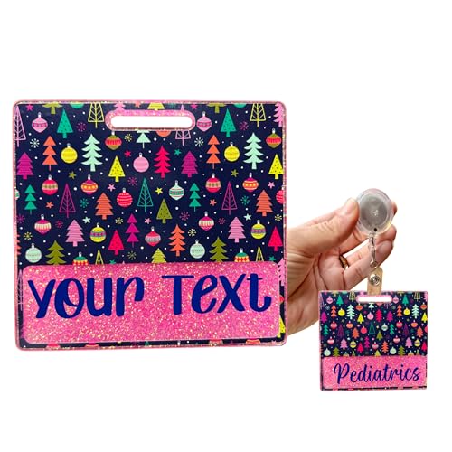 Cutesie Christmas Badge Buddies - Customizable ID Badge Backer - Handmade Cute ID Tag for Nurses, RNs, Medical Staff, Teachers, Office Staff & More - Fun Christmas Design