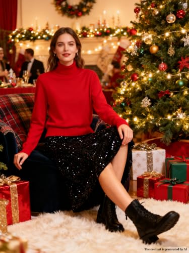 Image of SANGTREE Women's Turtleneck Sweaters Long Sleeve Pullover Tops | Breathable Lightweitht Fabric| Fall Winter Fashion Outfits| Perfect for Daily,Office,Vacations,Holiday,Family Gatherings Etc.
