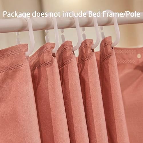 Princess Mosquito Net Canopy Curtain with Ruffle Double Layer 4 Opening Netting for Girls Bedroom Decoration Solid Color Bed Canopy (Pin Jade Full)
