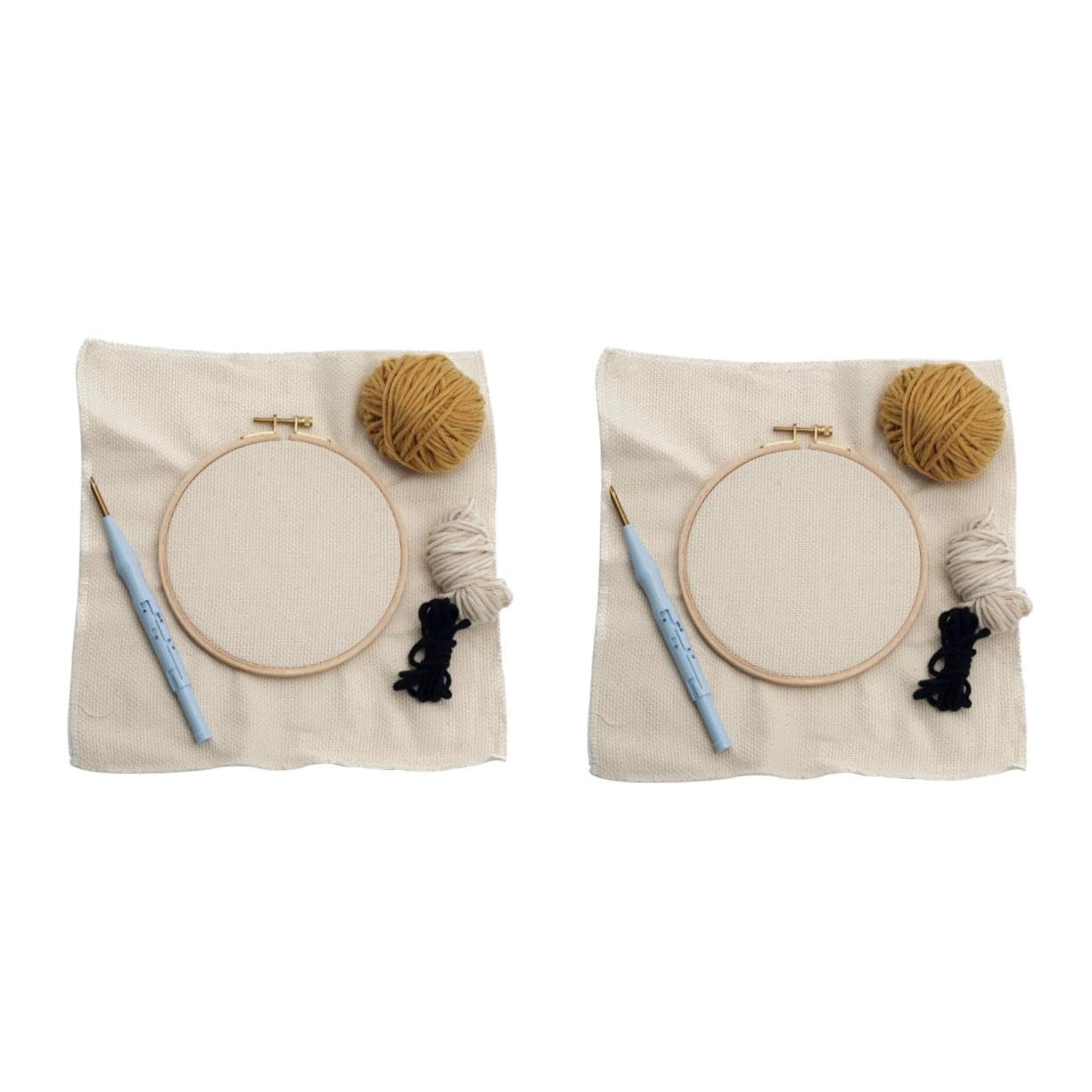 jojofuny 2 Stück Wollgarn Stanznadel Stickerei Set für Anfänger Diy Handwerk mit Buntem Garn und Kunststoffrahmen Perfektes Kit für Projekte Ab Jahren