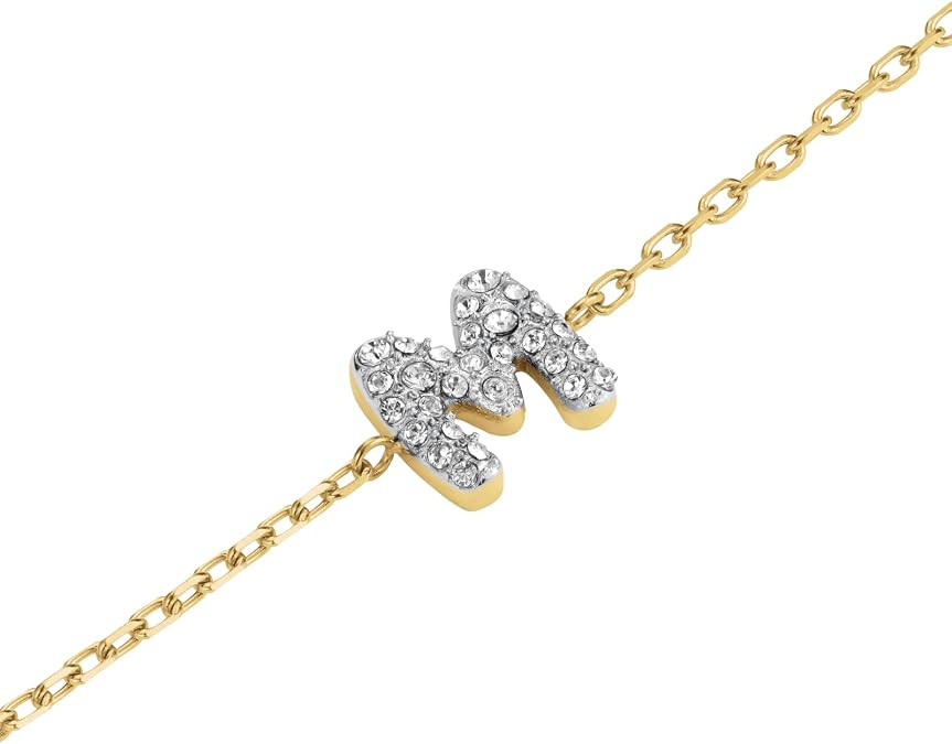 M Bracelet with Crystal Stones by Rosefield