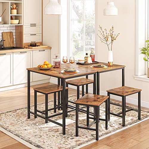 Hoobro Dining Table Set, Bar Table And Chairs Set, Kitchen Table And Bar Stools, 3-Piece Breakfast Table Set For Kitchen, Living Room, Party, Rustic Brown And Black Bf75Cz01G1 #TOP1