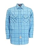 BOCOMAL FR Shirts for Men Printed Plaid Flame Resistant NFPA2112/CAT2 6.5oz Lightweight Fire Retardant Shirt L Tall