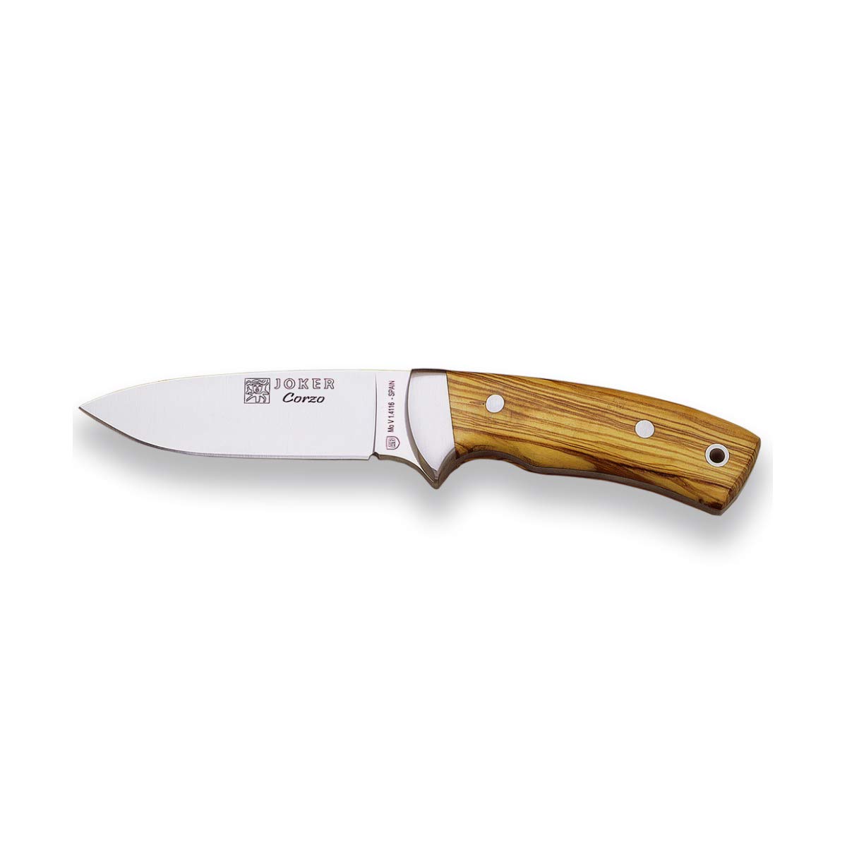 joker Coltello Bushcraft, intero, con ghiera in acciaio inox, olive in cache e lama 10 cm, 185 grammi, CO23 per la pesca, la caccia, l'escursionismo, il campeggio