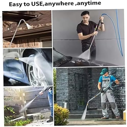 High Pressure Hose Nozzle, Leak-Resistant Jet Nozzle for Garden Hose with 3 Brass Spray Tips, Pressure Washer Wand for Car, Driveway, and Patio Cleaning, Black - 2