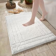 White Bathroom Rugs, Bath Mats for Bathroom Non-Slip, Soft Plush Shaggy Washable Bath Rug for Tub and Shower, 20x32