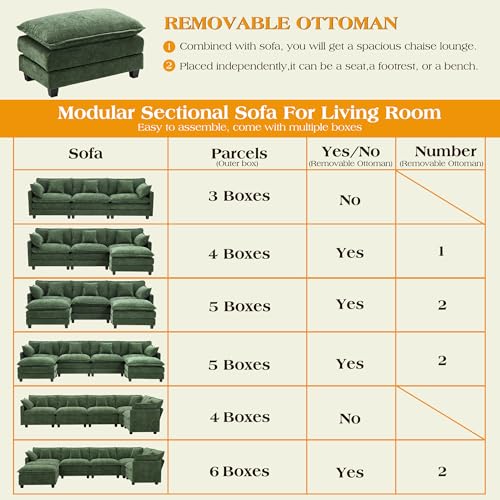 Image of 113.8 inch Modular Sectional Sofa,Cloud Couch for Living Room,Modern Deep Seat Sofa 5 Seater Chenille Fabric Comfy L Shaped Couches with Throw Pillows for Apartment
