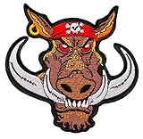 Warthog Boar Embroidered Iron On Patch Pig Animal Wildlife Jungle Backpack Camping Pirate Patch