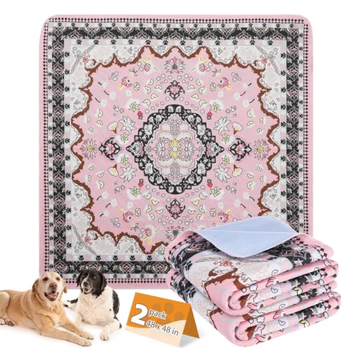 Image of KOOLTAIL Washable Pee Pads for Dogs, 2 Pack Super Absorbent Reusable Puppy Training Pads Waterproof, Nonslip and Leak-Proof Dog Pee Pads, Large Pet Mats Whelping Pads for Floor, Crate, Couch, 48 inchx48 inch