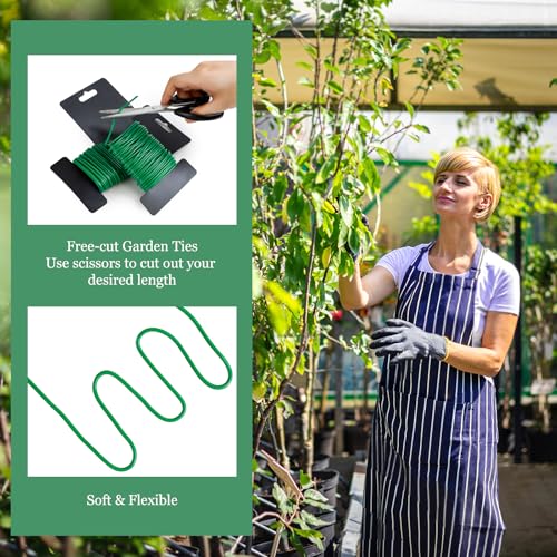 2PCS 2.5mm x 10m Grüner Garten Blumendraht, Flexible Gartendraht Gummiert für Kletterpflanzen, Blumendraht Bindedraht Ummantelt Grün für Gartenarbeit, Gewächshauszubehör, Blumen (2PCS 2.5mm x 10m)