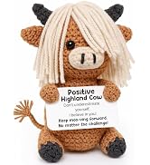 Easter Basket Stuffers for Women Men Teen - Positive Highland Cow Crochet Animals for Office Esse...