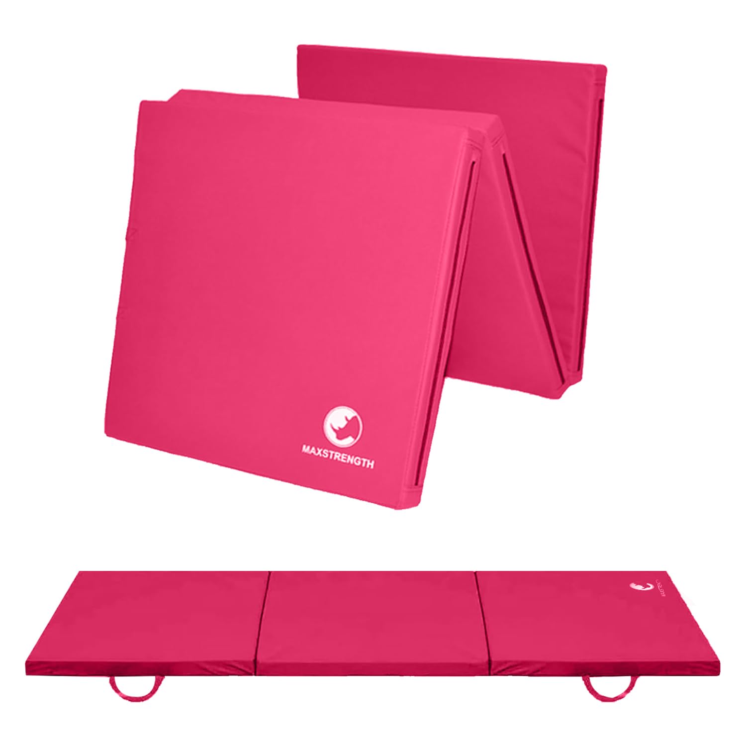 MAXSTRENGTH Tri Folding Mat 2" Thick Foam Exercise Gym Fitness 6ft X 2ft Multi Purpose Camping Gymnastics Pilates Physio Mats (Pink)
