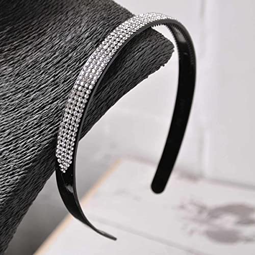 BasicSense 2PCS Diamante Alice Headband Sparkle Shiny Rhinestone Clear & AB Stone Plastic Band Wedding Bridal Accessories for Women Girls Clear - Image 4